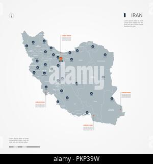 Iran map with borders, cities, capital and administrative divisions. Infographic vector map. Editable layers clearly labeled. Stock Vector
