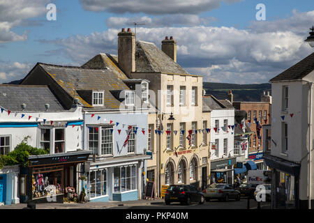 View looking down to Broad Street, Lyme Regis, Dorset, England, UK. Stock Photo