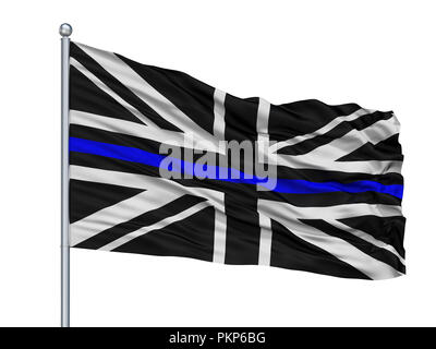 Union Jack Thin Blue Line Closeup Flag, 3D Rendering Stock Photo - Alamy