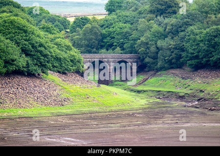 Yarrow Resivoir, Rivington Lancashire during a water shortage. Stock Photo