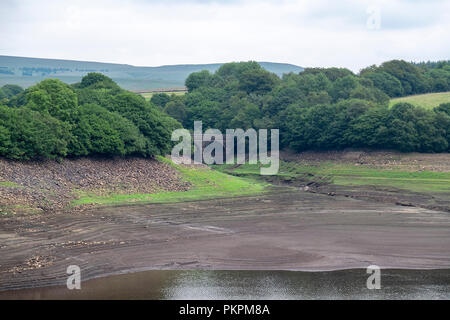 Yarrow Resivoir, Rivington Lancashire during a water shortage. Stock Photo