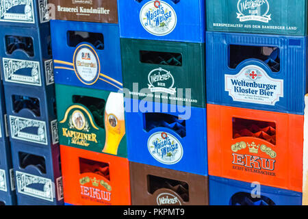 LUGO, ITALY - September 11, 2018: light enlightening beer brands on boxes Stock Photo