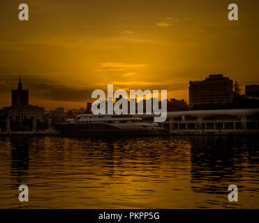 Spain, Malaga, Europe, a sunset over a body of water Stock Photo