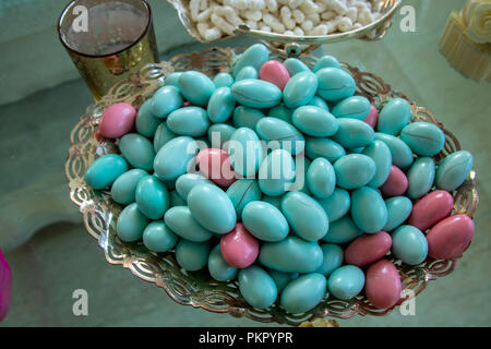 Traditional marriage refreshments are very important in eastern cultures. Ceremonies and foods that symbolize the peace, happiness and generosity of t Stock Photo