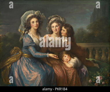 The Marquise de Pezay, and the Marquise de Rougé with Her Sons Alexis and Adrien. Dated: 1787. Dimensions: overall: 123.4 x 155.9 cm (48 9/16 x 61 3/8 in.)  framed: 177.8 x 203.2 x 19.1 cm (70 x 80 x 7 1/2 in.). Medium: oil on canvas. Museum: National Gallery of Art, Washington DC. Author: Elisabeth-Louise Vigée Le Brun. Stock Photo