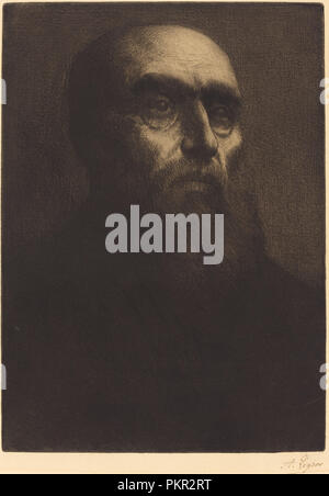 Head of a Man (Tete d'homme). Medium: etching. Museum: National Gallery of Art, Washington DC. Author: Alphonse Legros. Stock Photo