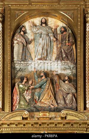 Church of San Miguel, Altarpiece -17th century- detail of «The Transfiguration», Jerez de la Frontera, Cadiz province, Region of Andalusia, Spain, Europe. Stock Photo