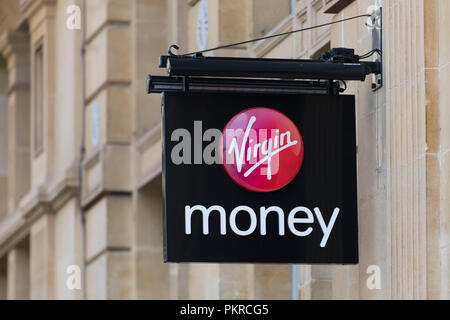 A Virgin money bank sign logo. Stock Photo