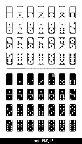 Illustration of black and white complete dominoes sets Stock Vector