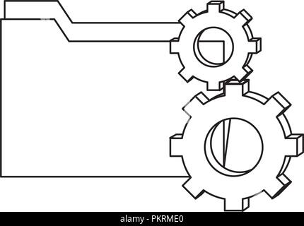 outline folder file and industry gears process Stock Vector