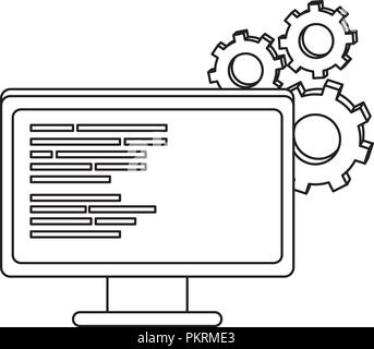 industry gear and computer with code program Stock Vector Image & Art ...