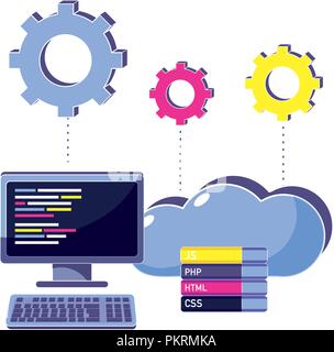 cloud data with gears and programming code Stock Vector Image & Art - Alamy