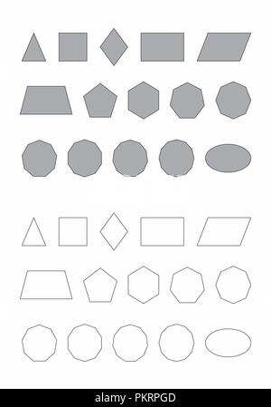 Illustration of a set of basic flat geometric shapes Stock Vector