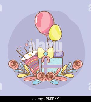 birthday, party, unicorn, party cartoons Stock Vector