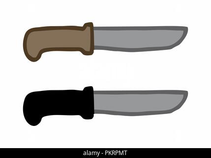 Hand-drawn colorful illustration of isolated knives on white background Stock Vector