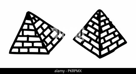 Hand-drawn style illustration of pyramids on white background Stock Vector