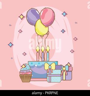 birthday, party, unicorn, party cartoons Stock Vector