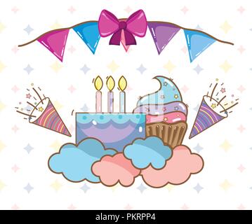 birthday, party, unicorn, party cartoons Stock Vector