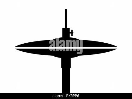 Silhouette illustration of a drum hi-hat on white background Stock Vector