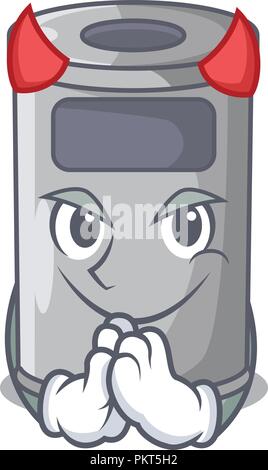 Devil cartoon steel trash can in the room Stock Vector