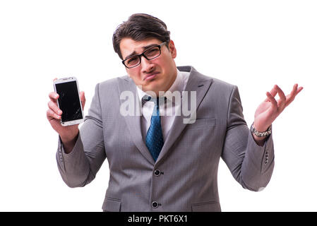 Businessman with mobile phone isolated on white Stock Photo