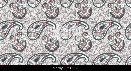 flower seamless pattern, paisley indian design  Stock Vector