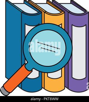 pile text books with magnifying glass Stock Vector Image & Art - Alamy