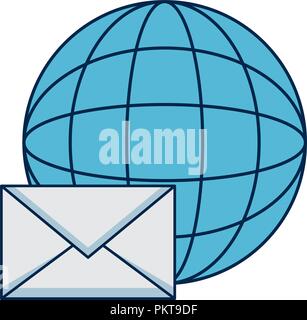 envelope mail with planet Stock Vector