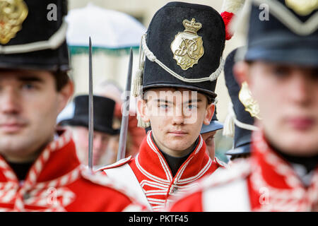 The re-enactment group,His Majesty's 33rd Regiment of Foot are pictured ...