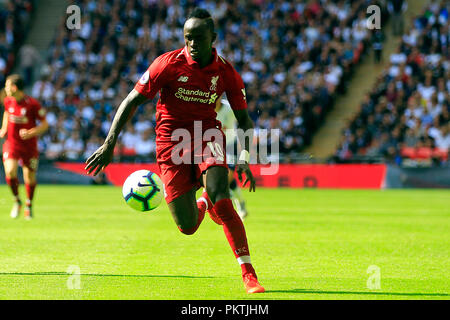 London, UK. 15th Sep 2018. Sadio Mane of Liverpool in action. EPL Premier League match, Tottenham Hotspur v Liverpool at Wembley Stadium in London on Saturday 15th September 2018.  this image may only be used for Editorial purposes. Editorial use only, license required for commercial use. No use in betting, games or a single club/league/player publications . pic by Steffan Bowen/Andrew Orchard sports photography/Alamy Live news Stock Photo