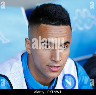 Naples, Campania, Italy. 15th Sep, 2018. Adam Ounas of SSC Napoli seen before the game.SSC Napoli vs ACF Fiorentina during the Serie A football match at San Paolo Stadium. Final score Napoli 1-0 Fiorentina. Credit: Ernesto Vicinanza/SOPA Images/ZUMA Wire/Alamy Live News Stock Photo