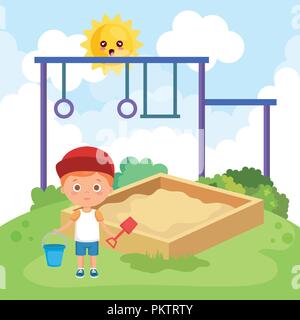 little boy playing on the park Stock Vector