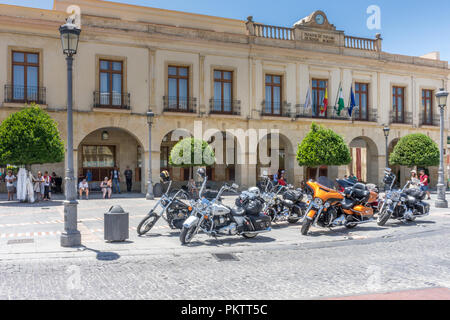 Spain, Ronda - 21 june 2017: Cruiser bikes parked on a road in Ronda Stock Photo