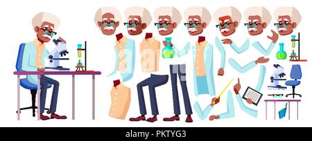 Scientist Man Vector. Animated Character Creation Set. Full Length ...