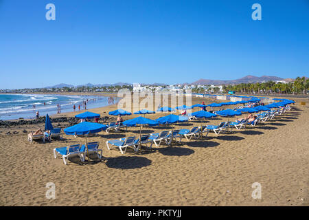 Playa Matagorda, large beach in Puerto del Carmen, Lanzarote, Canary Islands, Spain