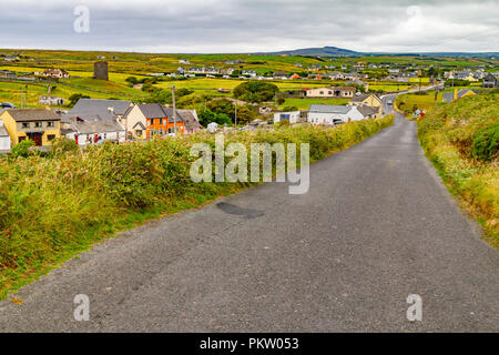 Doolin village with houses and farm fields, Clare, Ireland Stock Photo