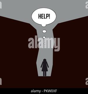 sad woman standing alone inside a canyon need help pictogram vector illustration EPS10 Stock Vector