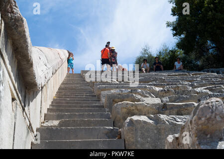 Stairs in the ancient theater in Epidaurus, Greece Stock Photo