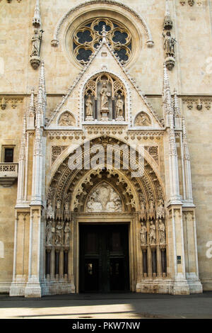 Main entrance to the Cathedral of Assumption of the Blessed Virgin Mary in Zagreb Croatia Stock Photo