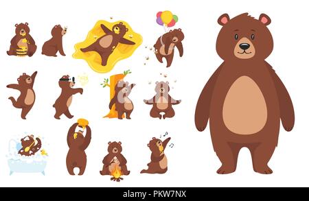 cartoon brown grizzly bear Stock Vector