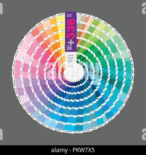 Circular illustration of color palette guide for offset print, guide book for designers, photographers and artists Stock Vector