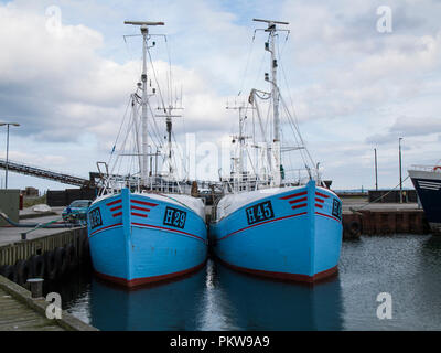 Fishing smacks in the Fishing Port of Gilleleje, Denmark. Stock Photo