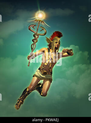 3d computer graphics of a depiction of Hermes at daytime Stock Photo