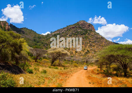 Road in Tsavo West National Park in Kenya Stock Photo