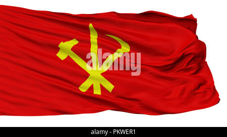 Workers Party Of Korea Flag, Isolated On White Background, 3D Rendering Stock Photo