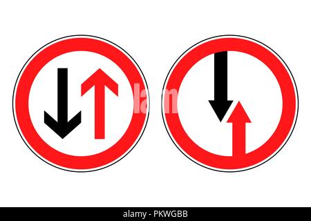 roadsigns Priority Road or Oncoming Traffic Stock Vector