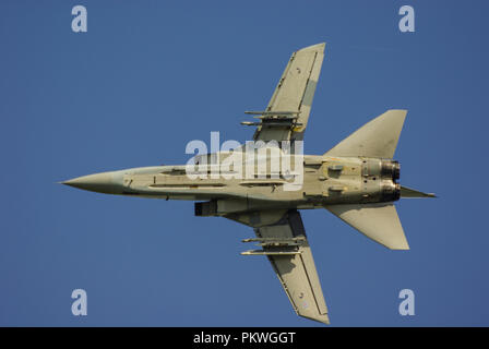 Royal Air Force Panavia Tornado F3 jet fighter plane. RAF Tornado ADV flying in clear blue sky. Fast jet. Space for copy. Tornado Air Defence Variant