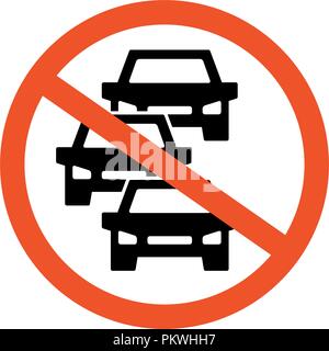 No heavy car and traffic jam vector icon, symbol and sign illustration on white background. Stock Vector