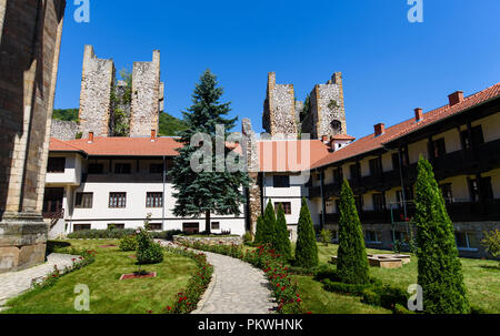 Manasija ancient monastery in Serbia, surrounded by fortress, built in 15th century Stock Photo