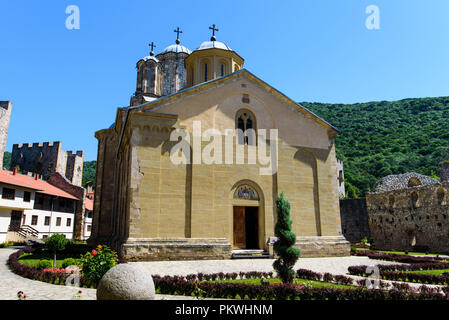 Manasija ancient monastery in Serbia, surrounded by fortress, built in 15th century Stock Photo